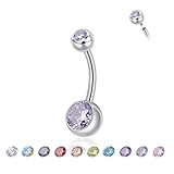 Candyfancy Piercing para el ombligo 14G G23 de titanio 10/12/14 mm con circonitas para el ombligo, piercing para el ombligo, para hombre y mujer, 12mm, Titanio