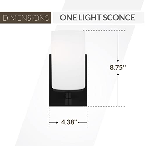Image of Generation Lighting 1-Light Alturas Contemporary Bath Fixture Wall Lamp Midnight Black 4124601-112 | Bathroom Light Fixture for Home Decor | Wall Sconce Vanity Light Fixture and Bathroom Accessory