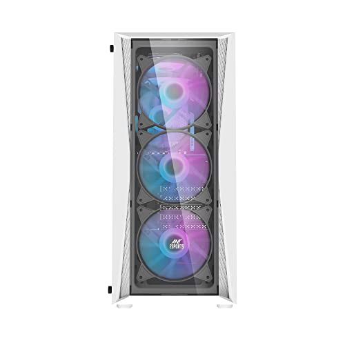 Image of Ant Esports 220 Air Mid- Tower Computer Case /Gaming Cabinet - White | Support - ATX, M-ATX, ITX | Pre-Installed 3 x 120mm Front Fans and 1 x 120mm Rear Fan