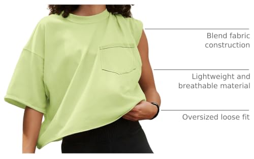Image of ATHMILE Womens Crop Tops Workout Shirts Gym Oversized Spring Summer Basic Tees Short Sleeve Casual Loose Drop Shoulder 2026