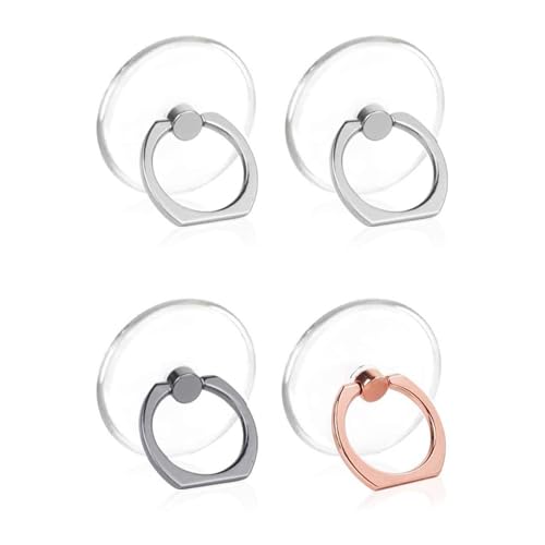Transparent Phone Ring Holder Grip, Clear Cell Phone Accessories, Ring Holder 360 Degree Rotation 180 Degree, Flip Ring Grip Finger Ring Stand Kickstand for Phone Case(2 Silver 1 Rose Gold 1 Grey)