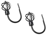 TEJATAN Curtain Holdbacks Pair for Draperies - Black (Curtain tiebacks Hook, Curtain tieback Hooks) (Set of 2)