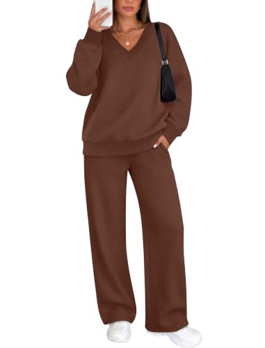 Chocolate Brown Matching Set Two Piece Sweat Suits Workout Sets Winter M