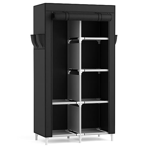 ROJASOP Portable Closet Wardrobe Closet for Hanging Clothes with 6 Storage Shelves, 1 Hanging Rod and 4 Pockets, Free Standing Closet Clothes Organizer for Bedroom, Sturdy and Easy Assemble by ROJASOP - Image 9