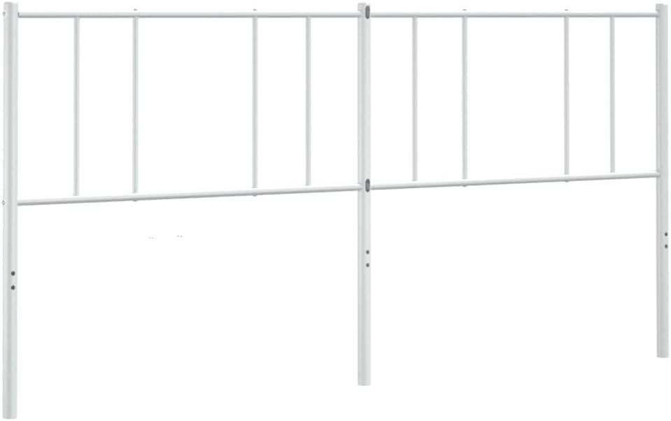 vidaXL Headboard White Powder-Coated Steel Double Tough Headboard