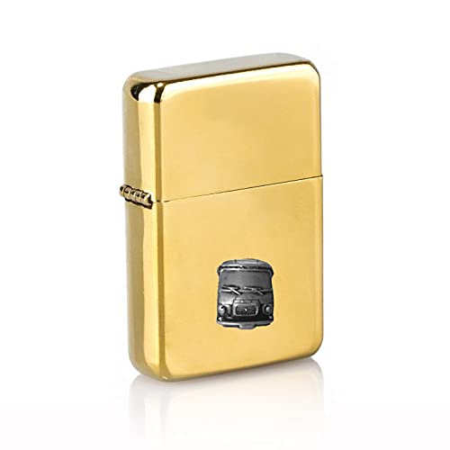 Briquet tempête essence rechargeable doré avec motif, cadeau idéal