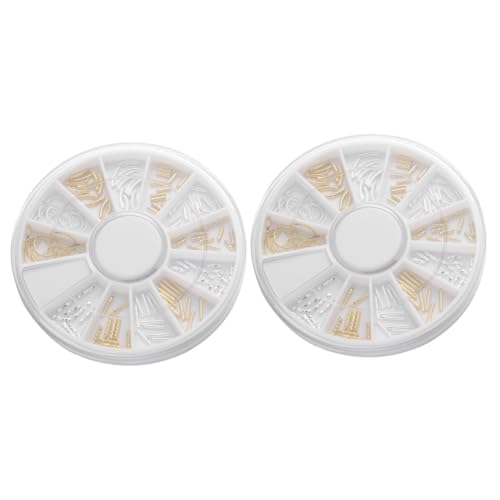 NOLITOY 2 Pcs 12 Nail Art Design Decor 12 Grids Nail Art Metal Rivet Studs DIY Craft Decorations for Girls Women