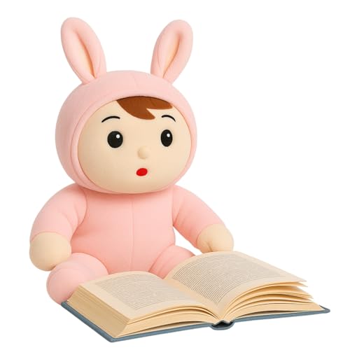 Image of Pink Bunny Baby Plush Toy for Kids Super Soft Stuffed Doll with Cute Character Face Bunny Ears Hood & Lying Body Perfect Birthday GiftBuddy Collectible Plush for Girls and Boys (30 cm)
