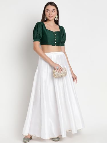 Image of studio rasa Women's Silk Blend Printed V-Neck Padded Readymade Top for Festive Party Wedding