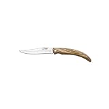 Cudeman Unisex – Erwachsene Stiletto Taschenmesser Satin Olivenholz, Klinge: 9 cm, CUDM-1286, Klappmesser, Hohlschliff, Clip-Point, scharfes Messer für Abenteuer, Camping, braun, L