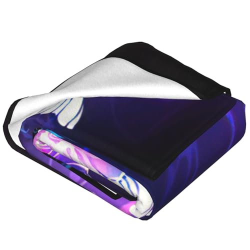 Couverture polaire chaude plaid microfibre isolant papillon violet lit