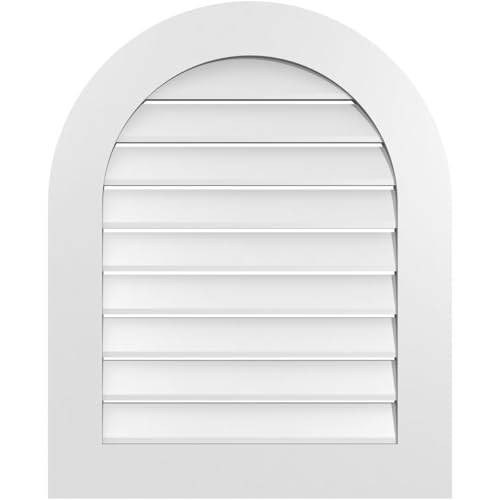 Ekena Millwork GVPRT26X3201SF Round Top Surface Mount PVC Gable Vent, Factory Primed White