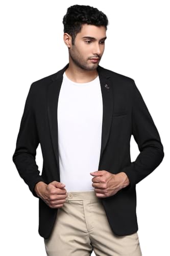 Image of SHOWOFFFF Men Solid Single Breasted Casual Blazer | Notched Lapel Full Sleeves Cotton Blazer for Mens | Slim Fit Regular Length Blazer for Men's