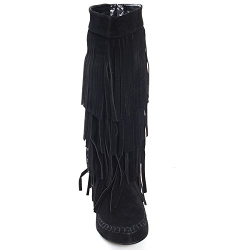 V-Luxury Womens Closed Toe Mid Calf Knee High Mocassin Flat Boot3