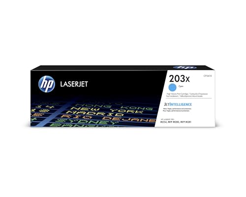 HP 203X CF541X, Cartuccia Toner Originale HP da 2500 Pagine, Compatibile con le Stampanti HP Color LaserJet Pro M254, MFP M280, MFP M281, Ciano
