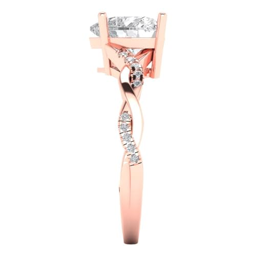 2.1 Ct Brilliant Heart Cut Clear VVS1 Zircon 14K Rose Gold Solitaire W/Accents Engagement Bridal Wedding set Ring Band3