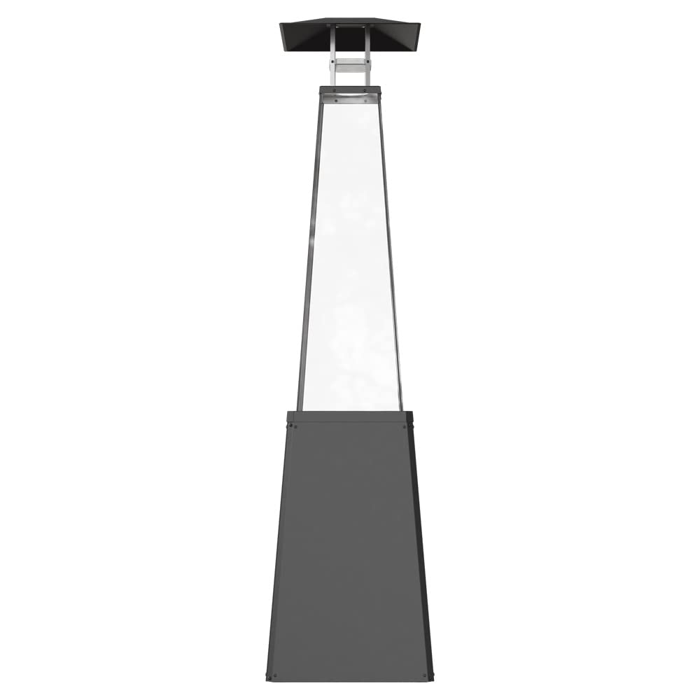 KRATKI BS Nowoczesny Gazowy Ogrzewacz Ogrodowy 12 kW, Stylowy Dekoracyjny Design, Odpowiedni do Ogrodu, Patio, Zasilany Propanem, Bezpieczny System Kontroli, Stal i Szkło, Czarny