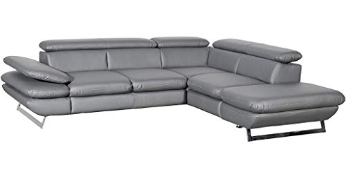 Mivano Ecksofa Prestige / Couch in L-Form mit Ottomane / Kopfteile und Armteil verstellbar / 265 x 74 x 223 / Kunstleder, dunkelgrau Mivano Ecksofa Prestige / Couch in L-Form mit Ottomane / Kopfteile und Armteil verstellbar / 265 x 74 x 223 / Kunstleder, dunkelgrau