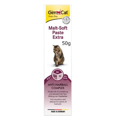 GimCat Malt-Soft Paste Extra - Anti-Hairball Katzensnack fördert Ausscheidung von Haarballen - 1 Tube (1 x 50 g)