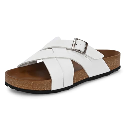 Image of Centrino Mens Cushion Sliders /Slippers|Berkin-Style Slip-On Sandals | Open Toe Design | Soft PU Footbed | Lightweight & Comfortable | Arch Support | On-Grip Sole | Casual Outdoor Wear (6868)