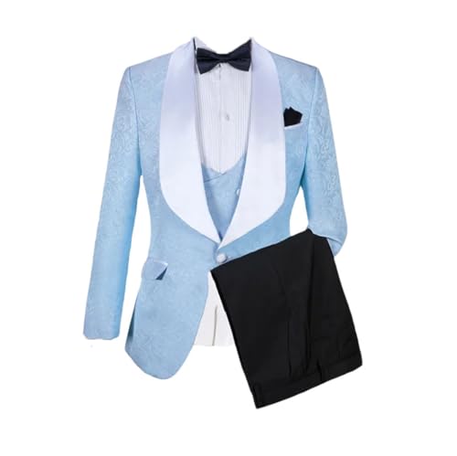 Men Shawl Lapel Tuxedo Three Piece Suit One Button Jacket Vest Pants for Groom Wedding Party