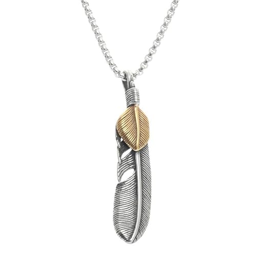 Sumpgle Tendencia de moda Colgante de plumas japonesas vintage Collar de estilo clásico Takahashi Goro Elección de regalo Joyería unisex de acero inoxidable