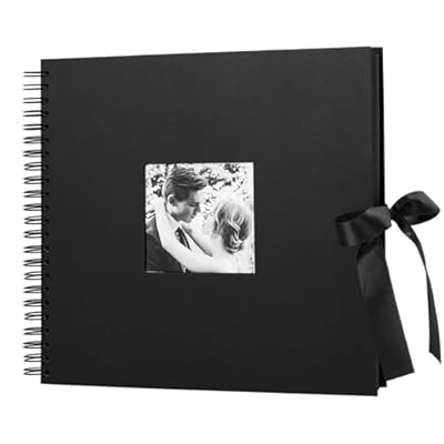 potricher 12x12 Inch Scrapbook Photo Album Hardcover Black Blank Kraft Paper DIY Photo Album for Family Valentines Day (Black, 12 Inch)