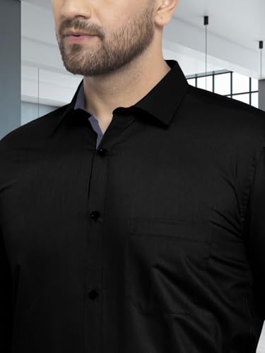 Image of Pinkmint Mens Long Sleeve Button Down Shirt for Men Collared Casual Formal Soild Shirt