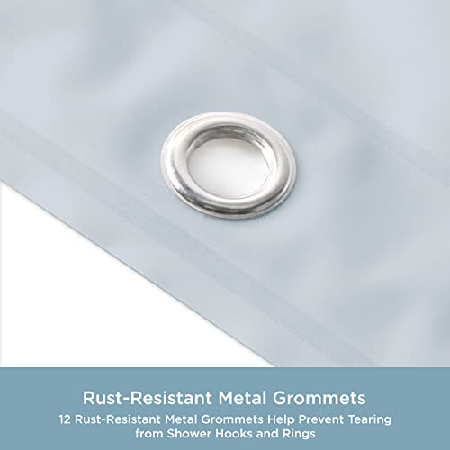 Kenney Medium Weight 5 Gauge Waterproof Peva Shower Curtain Liner With Rust-Resistant Metal Grommets And Weighted Magnetic Hem For Bathroom, 70" W X 72" H, Blue #TOP2