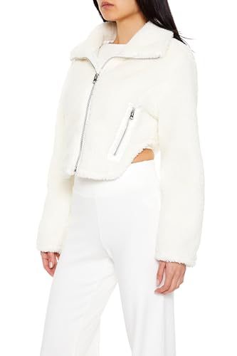 Forever 21 Women's Faux Shearling Cropped Moto Jacket4