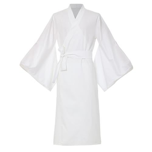 Albornoz japonés tradicional Yukata para hombre, bata de baño de algodón, bata de baño para el hogar, pijama, bata de dormir, blanco, XL