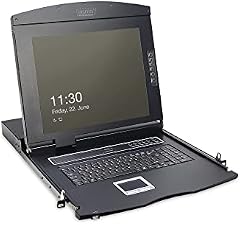 DIGITUS 19" KVM Konsole mit 17" TFT Display (4:3), IT-Tastatur-Layout, KVM Switch mit 16 VGA Ports, Schwarz