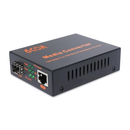 6COM GIGA 10G SFP a RJ45 convertidor de medios de fibra, 1 ranura RJ45 de negociación automática de 1000M/2.5G/5G/10GBase-T a 1 ranura SFP+ 10GBase-X, compatible con transceptor 10GBase-SR/LR/ER/ZR