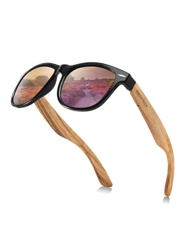 GREENTREEN Lunettes de Soleil Polarisées en Bois pour Femmes: Protection UV400 et Anti-éblouissement - Lunette Polarisantes pour Pêche Conduire Randonnée et Voyage