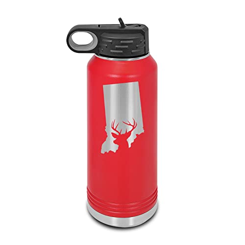 Indiana Deer State Laser Engraved Water Bottle Customizable