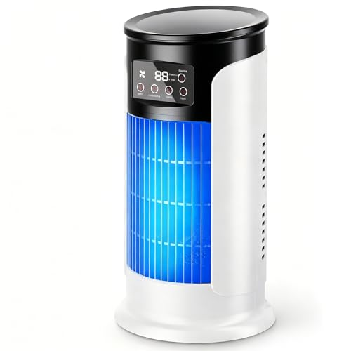 Mini klimaanlage Leise 4 in 1 Mobile Klimaanlage mit 9 Geschwindigkeiten & Timer 7 Farben Licht Klimaanlage mobil für Schlafzimmer Büro Schreibtisch Mobile Klimagerät ohne Abluftschlauch Leise (B)
