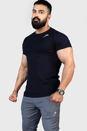 Image of FUAARK Men's Solid Slim Fit Sports Gym T-Shirt