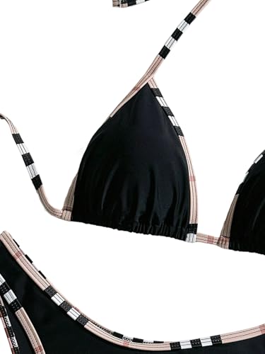 Ensemble bikini 3 pièces dos nu avec maillot triangle modulable pour femme active