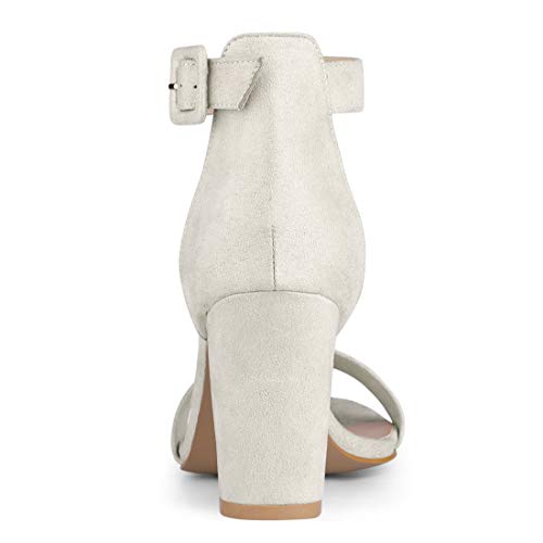 Image of Allegra K Women's Open Toe Chunky High Heel Buckle Ankle Strap Sandals | 3 3 /8 inches Heels with Faux Suede, Comfortable Block Heels Sandal for Women, Summer Dressy Shoes