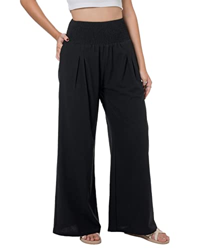 Pantalon de plage bohème chic fluide en coton-lin pour le salon