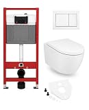 BADfabrik24 TECEbase WC-Komplettset 1120 mm Weiß + TECEloft Wand-WC, Cyclon Flush, WC-Sitz + Montageset für Dusch-WC/Bidet