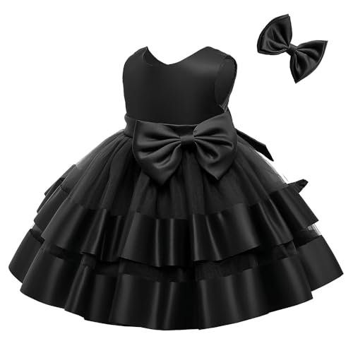 AIMJCHLD 0-6T Baby Girls V Backless Flower Dress Pageant Party Wedding Gown Dresses with Hair Bow