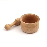 Mörser aus Holz - Mörser- und Stößel-Set – Gewürzmühle aus Holz – Tablettenbrecher – Gewürzmühle – Kräuterschale – Pesto-Pulver – Molcajete für Salz