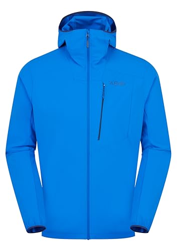 Rab Borealis Alpine - Chaqueta con capucha para hombre, abrigo ligero repelente al agua para senderismo y escalada, Azul Maya, L