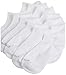 PEDS Women's Coolmax Low Cut No Show Socks With X-wrap Arch Support, 6 Pairs, White, Size: 9-11