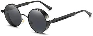 ARZONAI Steampunk Trending Fashion Unisex Adult Round Sunglasses (Black Frame, Black Lens) (Medium)-Pack of 1