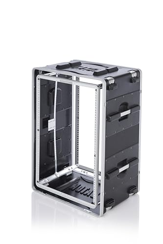 Gator Cases 16U Rack Case mit Gummi-Stoßdämpfern an jeder Ecke, schwarz (G-SHOCK-16L)