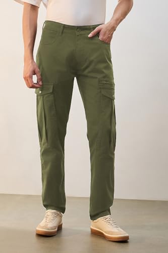 Image of NOBERO Men's Utility Cargo Pants | Cargo Pants for Men | Regular Fit | Multi-Pocket Utility Design | Durable Woven Fabric | Everyday Wear