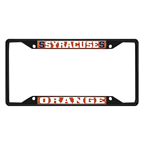 FANMATS 31282 Syracuse Orange Metal License Plate Frame Black Finish