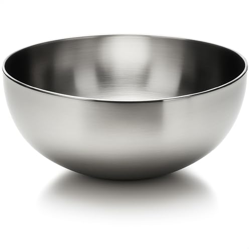 com-four® Insalatiera Ø 29 cm in acciaio inox - grande ciotola da portata alta 12,5 cm - robusta ciotola da 6,5 litri per insalata, frutta, snack e contorni (1 pezzo - Ø 29 cm)